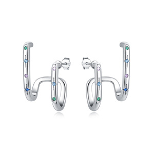 Pendientes de cobre blanco de doble capa con diseño de cielo estrellado, los más vendidos, diseño original y exclusivo, pendientes versátiles para mujer - Product Image 1