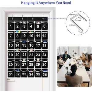 Organizador de Pared con 36 Bolsillos Negros Numerados, Plegable y Multifuncional, para Colgar en el Aula, Organizador de Teléfonos con Ganchos - Product Image 5