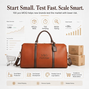 Borsa <span class=keywords><strong>da</strong></span> <span class=keywords><strong>Viaggio</strong></span> YIKU di Lusso in Pelle Vegana Bicolore Grande Capacità per il Weekend, Etichetta Privata per Brand di Influencer, MOQ 100 - Product Image 3