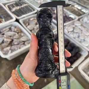 Venta al por mayor de <span class=keywords><strong>calaveras</strong></span> de granate y obsidiana naturales, recién llegadas, de cristal curativo de cuarzo, artesanía para decoración y regalo. - Product Image 3