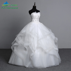 Abito da sposa estivo in chiffon bianco, abiti usati in balle, abiti da donna di seconda mano - Product Image 3