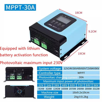 Controlador de Carga Solar MPPT de 30A con Pantalla LCD, 12V/24V/36V/48V/60V/72V/84V/96V AC, Suministro al por Mayor