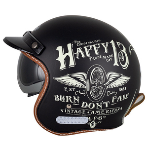 Casques de <span class=keywords><strong>moto</strong></span> vintage à visage ouvert quatre saisons avec visière solaire, homologués DOT, <span class=keywords><strong>casque</strong></span> de <span class=keywords><strong>moto</strong></span> jet rétro, casques de sécurité à visage ouvert - Product Image 1