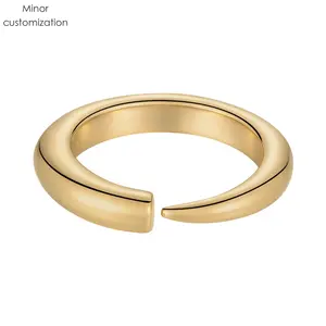 Design originale 18K gioielli in ottone placcato oro irregolare cilindro rastremato anelli a tubo cavo anello Punk R224186