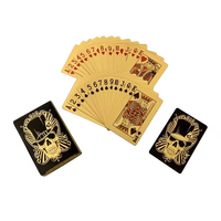Nouvelles cartes à jouer en or noir avec motif de crâne, jeu de divertissement personnalisé, cartes en plastique imperméables, poker