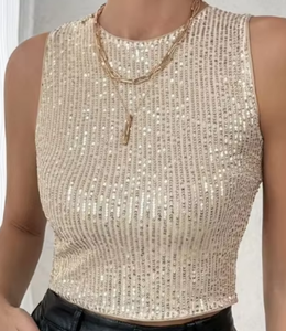 Nuova maglietta da donna con <span class=keywords><strong>paillettes</strong></span> tinta unita Slim Fit piccola moda Casual piccola t-shirt - Product Image 4