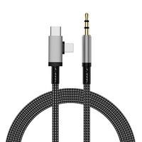 Câble audio de voiture USB C AUX 2 en 1, conducteur en cuivre pur, nylon, haute fidélité, sans bruit, cordon auxiliaire stéréo tressé pour ordinateur