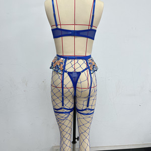 Hot Selling Erotic Solid Color T-Back Lingerie Set Wholesale Flower Embroidered <b>Fishnet</b> for Woman - Product Image 6