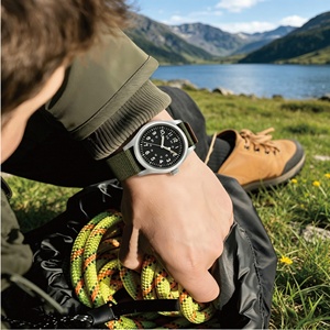 Bracelet de montre Jettda Premium en nylon rayé avec breloques, en tissu Natos, une seule pièce, côtelé, avec boucle déployante, logo personnalisé, compatible avec Hamilton - Product Image 4