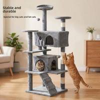 Grande maison pour chat à plusieurs niveaux, spacieuse, avec griffoir en sisal naturel, plateforme et rampe pour chats de grande taille, arbre à chat d'intérieur