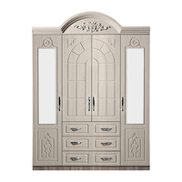 Armoire en bois Foshan à 3 portes, design en panneaux MDF avec 3 portes et tiroirs, couleurs personnalisables, meuble de rangement