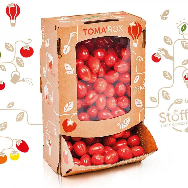 Boîte d'emballage alimentaire polyvalente en Carton, 50 pièces, pour fruits, fraises, cerises, tomates, emballage ondulé, boîte en Carton, vente en gros