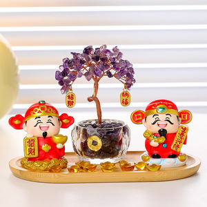 เทพเจ้าแห่งความมั่งคั่ง ตุ๊กตาคริสตัล ตกแต่งต้นไม้ เรซิ่น ของตกแต่งโต๊ะทำงานที่บ้าน ของขวัญปีใหม่จีน พิมพ์ลายการ์ตูน รูปทรงกลม - Product Image 2