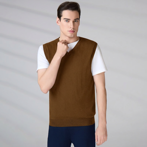 Wholesale High-end Custom Logo Tank Top <b>Pullover</b> <b>Jumper</b> Sleeveless Autumn Men V Neck Sweaters Knitted Vest - Product Image 3