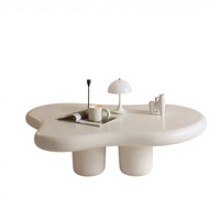 Table basse mobile en forme de nuage pour salon, petite surface, couleur crème, design minimaliste moderne, tendance internet