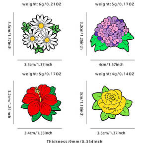 Trâm cài hoa men dễ thương hình hoa cúc/hoa dâm bụt/hoa tử đằng/hoa hồng - Huy hiệu hoa hợp kim kẽm phủ epoxy dùng trang trí quần áo, túi xách & quà tặng sưu tầm - Product Image 3