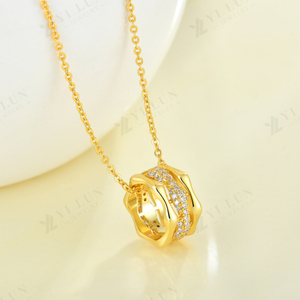 YILUN élégant collier pendentif plaqué or zircon cubique bijoux classiques cercle d'éternité collier en argent Sterling 925 pour les femmes - Product Image 2