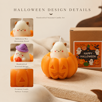 Bougie parfumée personnalisée Citrouille Fantôme d'Halloween avec parfum de cèdre noir, Marque privée, OEM, ODM, Vente en gros, Cadeau de fêtes, Décoration d'intérieur
