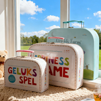 Ensemble de 3 boîtes à cadeaux vintage en papier à pois, valises décoratives avec poignée pour emballage de cadeaux de naissance ou d'anniversaire