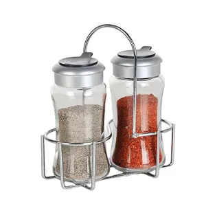 2 Pcs Garrafas Shaker Garrafa de especiarias Sugar Shaker em pó Jarra de especiarias Jarra de especiarias com suporte