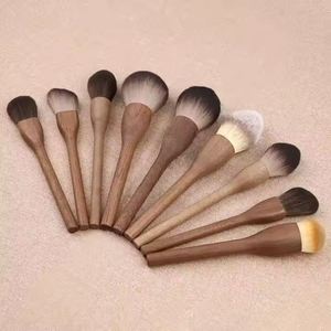 Ulikeke 9 PCS Luxury Make up Brushes Kits Private Label Vegan Natural Vintage Peach Walnut Wooden Handle Makeup Brush Sets - Product Image 2