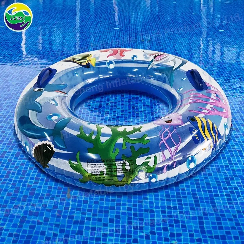 LC custom pvc inflatable float swimming ring Ocean Lively print for kids and alduts