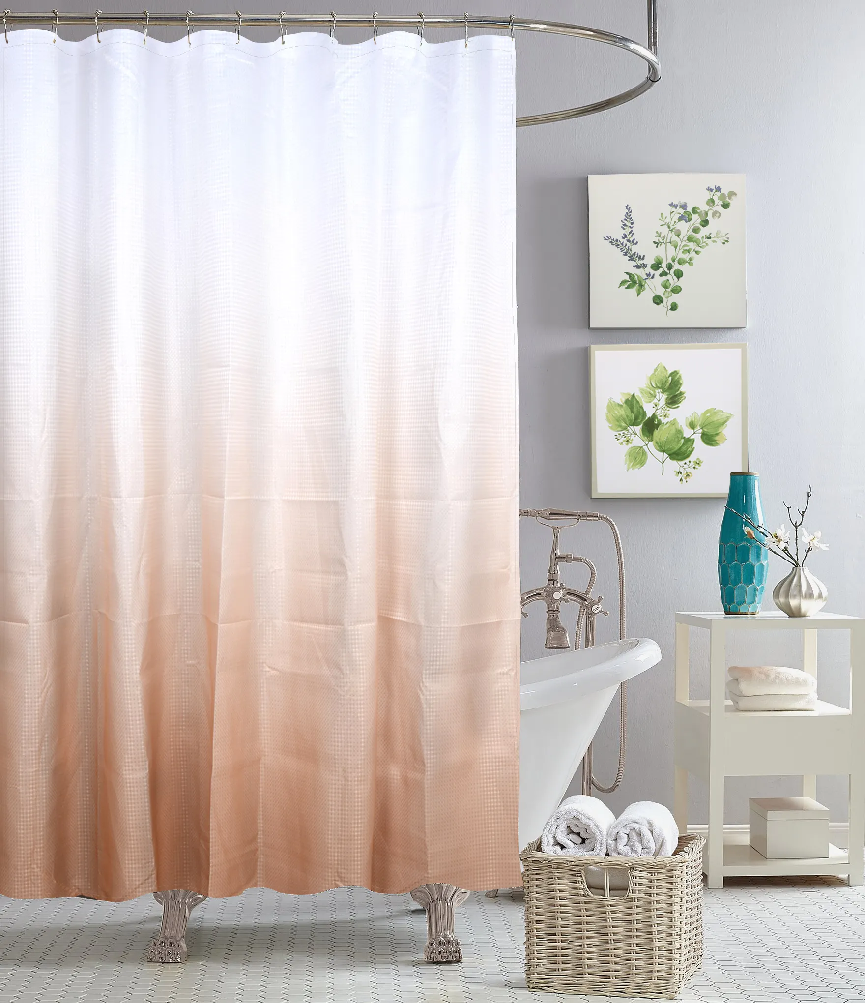 13 pcs popular design step-by-step change shower curtain bathroom sets 100% polyester set