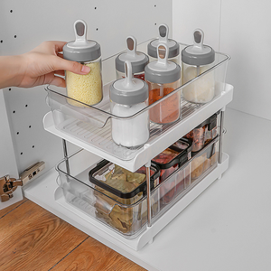 Mode 2 niveaux étagère <span class=keywords><strong>de</strong></span> rangement salle <span class=keywords><strong>de</strong></span> bain accessoire organisateur <span class=keywords><strong>cuisine</strong></span> panier toboggan <span class=keywords><strong>cuisine</strong></span> salle <span class=keywords><strong>de</strong></span> bain armoire <span class=keywords><strong>sous</strong></span> l'évier organisateur - Product Image 6