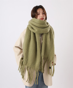 Sciarpa Invernale da Donna Oversize in Acrilico Spesso e Morbido, con Frange e Nappe, Stile <span class=keywords><strong>Plaid</strong></span>, Ideale per l'Autunno - Product Image 3
