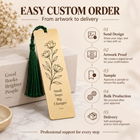 Marque-page en métal personnalisé avec logo gravé au laser, idéal pour les cadeaux de mariage, de remise de diplôme, d'entreprise, vente en gros, marque privée