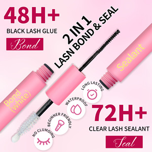 Abonnie DIY Eyelash Extension <b>Kit</b> With Glue Tweezers And Remover For False <b>Lashes</b> Curly Thick Black Cotton Stalk - Product Image 2