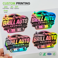 Autocollant de voiture holographique laser personnalisé en PET, découpé à l'emporte-pièce, effet arc-en-ciel, étanche, pour logo de detailing automobile et vitrine de lavage de voitures