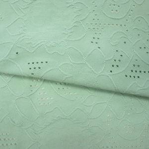 Vente en gros textile trou jacquard tricoté tissu teint uni élasthanne spandex telas punch tissus jacquard <span class=keywords><strong>pour</strong></span> vêtements - Product Image 4