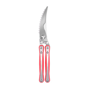 Household <b>Kitchen</b> <b>Scissors</b> Stainless Steel Straight Head Versatile Use Red Handle - Product Image 1
