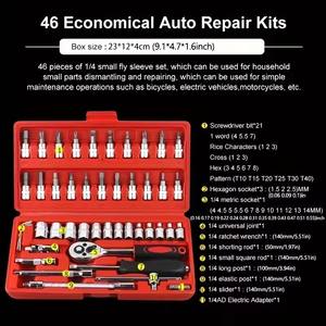 46pcs Car Repair Tool Kit <b>Ratchet</b> Torque Wrench <b>Spanner</b> Screwdriver Socket <b>Set</b> Combo Tools Kit Bicycle Auto Repairing Tool Mech - Product Image 5