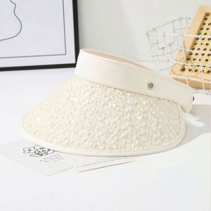 New Large Brim Sequins Hollow Cap Unisex Sports Outdoor Breathable Comfort <b>Sunscreen</b> Sun Hat Ponytail Visor - Product Image 4