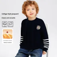 Pull en tricot à col rond pour enfants - Style preppy, doux et facile d'entretien, mélange d'acrylique, pull pour enfants pour l'automne et l'hiver