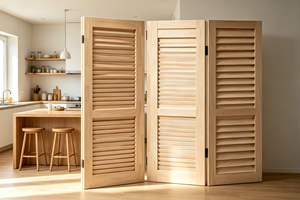 Wooden <b>Folding</b> <b>Room</b> <b>Divider</b> 3 Panels Handcrafted Minimalist Design Opaque Privacy Screen Multi-Functional EFS Brand Frame - Product Image 2