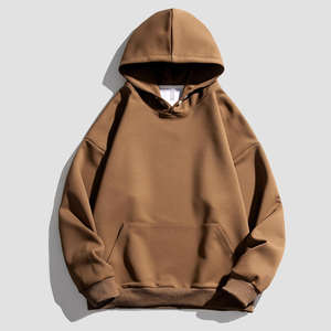 H5401 Ventas al por mayor Custom No String Button 400 GSM Sudaderas con capucha de poliéster Drop Shoulder Sudaderas con capucha de gran tamaño para hombres - Product Image 5