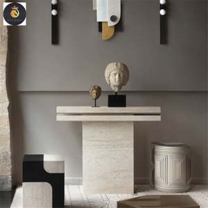 Мраморная мебель для прихожей, характерные и стильные столы из натурального мрамора, современный дизайн, травертин, консоль, стол для прихожей - Product Image 6