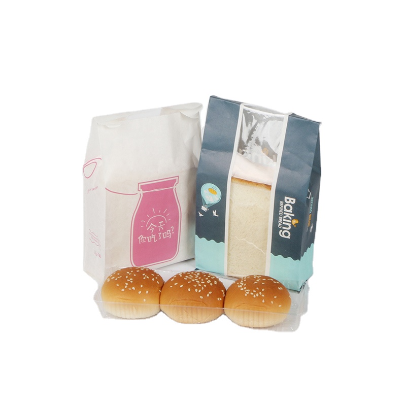 Factory Price High Quality eco friendly bakery customised size small delivery cute pink kraft paper bag with clear window