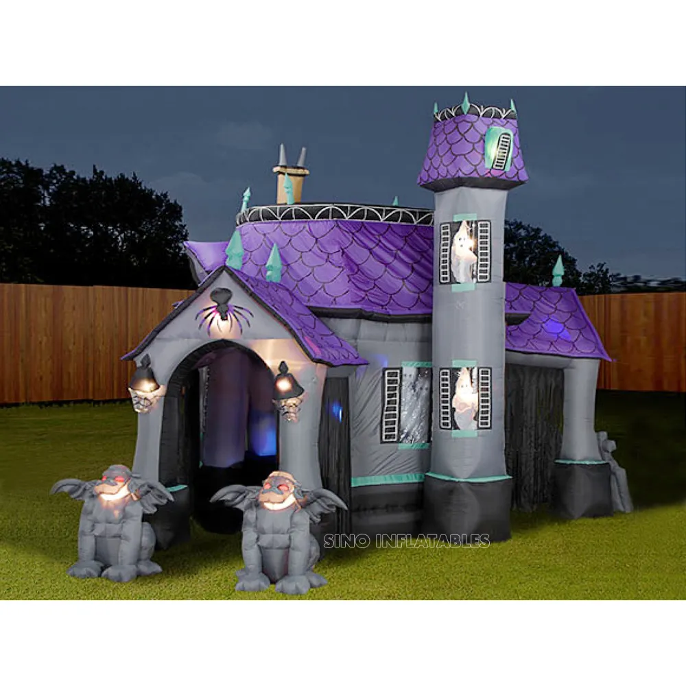 Casa embrujada inflable grande de 17x13 para Halloween, esqueleto y fantasma para celebraciones del Día de Todos los Caballeros, fábrica inflable de China