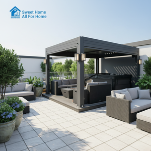 Pergola Elettrica Airfun Nerys in MDF Resistente, Ecologica e Impermeabile con Tetto a Lamelle e Caratteristiche Anti-Roditori e Anti-Marciume per Uso Esterno - Product Image 1