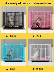 Jaula Plegable de Metal para Mascotas, Bandeja Extraíble a Prueba de Fugas, Jaula Portátil para Perros/Gatos/Conejos Pequeños |   Blanco para Viajes y Uso Doméstico - Product Image 2