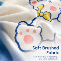 Ensemble de literie en microfibre brossée 100% polyester, classe A, motif ours mignon, réversible, ensemble de housse de couette 4 pièces