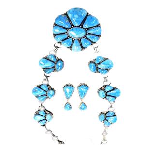 Collar con FLOR DE CALABAZA turquesa, estilo Southwestern - Product Image 3