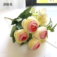Buket Mawar Buatan, Bunga Sutra Buatan, Mawar Peony Kecil untuk Dekorasi Acara, Kue Pernikahan, dan Hadiah