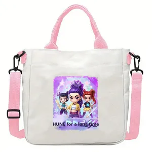 สินค้าใหม่สำหรับเด็กผู้หญิงนักล่าปีศาจ: กระเป๋าสะพายข้างผ้าแคนวาสน้ำหนักเบาพิมพ์ลายการ์ตูนอนิเมะ/กระเป๋าสะพายไหล่ - Product Image 5