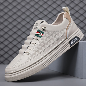 Zapatillas Deportivas Casuales para Hombre con Cordones, Parte Superior de Malla Transpirable, Ligeras, con Suela Suave, Punta Redonda, Blancas, Modernas, con Plataforma Delgada - Product Image 3