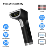 Lecteur de codes à barres portable YHDAA prend en charge la numérisation automatique de l'écran Scanner de codes à barres sans fil 1d laser bluetooth